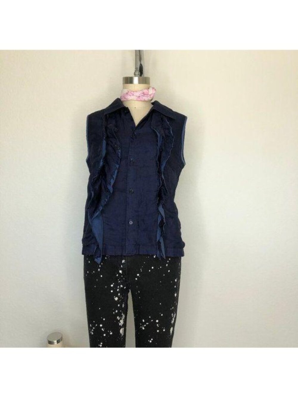 Comme Des Garcons Tricot Layered Silk Ruffle Vest